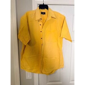 Vintage Gant Mens Yellow Short Sleeve Button Down Cotton Shirt Pocket Logo
